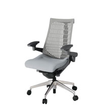 アクト2 KJ447SA-ZDT7T6 エラストマバック テクスチャード 可動肘 ナイロンキャスター[ ベースカラー: ZD 張地カラー: T7T6 / ホワイトグレー  ]