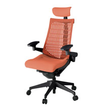 アクト2 KJ447SAET1D4D4 エラストマバック テクスチャード 可動肘 ヘッドサポート ( クロス ) ナイロンキャスター[ ベースカラー: T1 張地カラー: D4D4 / パーシモオレンジ  ]