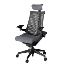 アクト2 KJ447SAET1T3W2 エラストマバック テクスチャード 可動肘 ヘッドサポート ( クロス ) ナイロンキャスター[ ベースカラー: T1 張地カラー: T3W2 / ダークグレー  ]