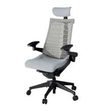 アクト2 KJ447SAET1T7T6 エラストマバック テクスチャード 可動肘 ヘッドサポート ( クロス ) ナイロンキャスター[ ベースカラー: T1 張地カラー: T7T6 / ホワイトグレー  ]