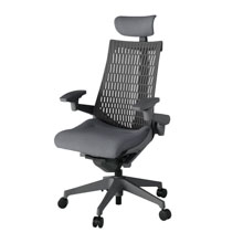 アクト2 KJ447SAEW2T3W2 エラストマバック テクスチャード 可動肘 ヘッドサポート ( クロス ) ナイロンキャスター[ ベースカラー: W2 張地カラー: T3W2 / ダークグレー  ]
