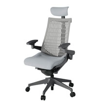 アクト2 KJ447SAEW2T7T6 エラストマバック テクスチャード 可動肘 ヘッドサポート ( クロス ) ナイロンキャスター[ ベースカラー: W2 張地カラー: T7T6 / ホワイトグレー  ]