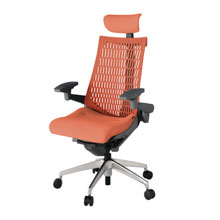 アクト2 KJ447SAEZDD4D4 エラストマバック テクスチャード 可動肘 ヘッドサポート ( クロス ) ナイロンキャスター[ ベースカラー: ZD 張地カラー: D4D4 / パーシモオレンジ  ]