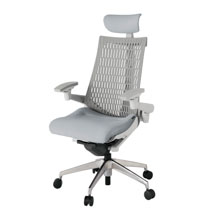 アクト2 KJ447SAEZNT7T6 エラストマバック テクスチャード 可動肘 ヘッドサポート ( クロス ) ナイロンキャスター [ ベースカラー: ZN 張地カラー: T7T6 / ホワイトグレー  ]