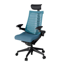 アクト2 KJ447SAFT1B4A4 エラストマバック テクスチャード 可動肘 ヘッドサポート ( ビニール ) ナイロンキャスター[ ベースカラー: T1 張地カラー: B4A4 / ブルー  ]
