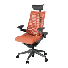 アクト2 KJ447SAFW2D4D4 エラストマバック テクスチャード 可動肘 ヘッドサポート ( ビニール ) ナイロンキャスター[ ベースカラー: W2 張地カラー: D4D4 / パーシモオレンジ  ]