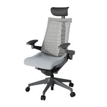 アクト2 KJ447SAFW2T7T6 エラストマバック テクスチャード 可動肘 ヘッドサポート ( ビニール ) ナイロンキャスター[ ベースカラー: W2 張地カラー: T7T6 / ホワイトグレー  ]