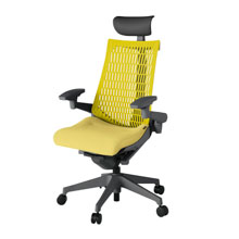 アクト2 KJ447SAFW2U6U5 エラストマバック テクスチャード 可動肘 ヘッドサポート ( ビニール ) ナイロンキャスター[ ベースカラー: W2 張地カラー: U6U5 / イエロー  ]