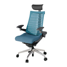 アクト2 KJ447SAFZDB4A4 エラストマバック テクスチャード 可動肘 ヘッドサポート ( ビニール ) ナイロンキャスター[ ベースカラー: ZD 張地カラー: B4A4 / ブルー  ]