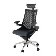 アクト2 KJ447SAFZDT1T1エラストマバック テクスチャード 可動肘 ヘッドサポート ( ビニール ) ナイロンキャスター[ ベースカラー: T1 張地カラー: T1T1 / ブラック  ]