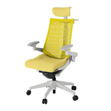 アクト2 KJ447SAXGNU6U5 エラストマバック テクスチャード 可動肘 ヘッドサポート ( クロス ) ハンガー ナイロンキャスター[ ベースカラー: GN 張地カラー: U6U5 / イエロー  ]