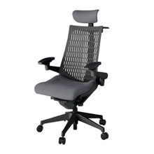 アクト2 KJ447SAXT1T3W2 エラストマバック テクスチャード 可動肘 ヘッドサポート ( クロス ) ハンガー ナイロンキャスター[ ベースカラー: T1 張地カラー: T3W2 / ダークグレー  ]