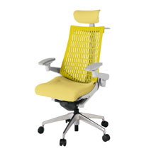 アクト2 KJ447SAXZNU6U5 エラストマバック テクスチャード 可動肘 ヘッドサポート ( クロス ) ハンガー ナイロンキャスター[ ベースカラー: ZN 張地カラー: U6U5 / イエロー  ]