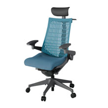 アクト2 KJ447SAYW2B4A4 エラストマバック テクスチャード 可動肘 ヘッドサポート ( ビニール ) ハンガー ナイロンキャスター[ ベースカラー: W2 張地カラー: B4A4 / ブルー  ]