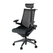 アクト2 KJ447SAYW2T1T1エラストマバック テクスチャード 可動肘 ヘッドサポート ( ビニール ) ハンガー ナイロンキャスター[ ベースカラー: T1 張地カラー: T1T1 / ブラック  ]