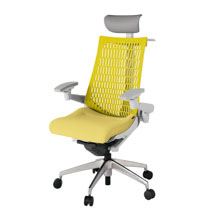 アクト2 KJ447SAYZNU6U5 エラストマバック テクスチャード 可動肘 ヘッドサポート ( ビニール ) ハンガー ナイロンキャスター[ ベースカラー: ZN 張地カラー: U6U5 / イエロー  ]