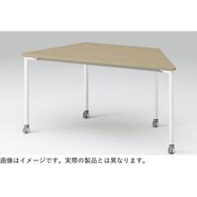 アクティブフィールド 組合せテーブル 台形型（キャスター脚）幅120×奥行52cm ［ホワイト×ホワイト］