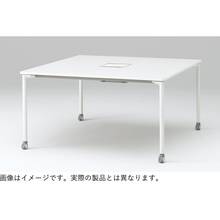 アクティブフィールド グループテーブル 角型（キャスター脚）幅120×奥行120cm 配線なしタイプ ［ホワイト×シルバー］