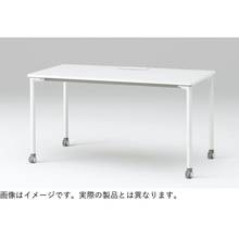 アクティブフィールド パーソナルテーブル 角型（キャスター脚）幅130×奥行65cm 配線なしタイプ ［ホワイト×シルバー］