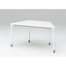 アクティブフィールド 組合せテーブル 台形型（キャスター脚）幅150×奥行65cm ［ホワイト×ホワイト］