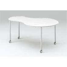 アクティブフィールド 組合せテーブル ペアー型（キャスター脚）幅165×奥行105cm ［ホワイト×シルバー］