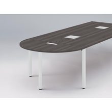 アクトリンク エンドテーブル半円型 配線キャップ付 アジャスター脚 W600×D1200×H720　JP-1206WCA-WR　［WR：天板 81/アッシュドオークD×脚 W9/ホワイトW］