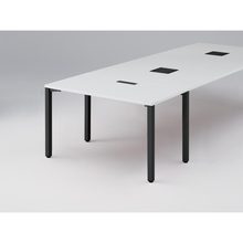 アクトリンク エンドテーブル角型 配線キャップ付 アジャスター脚 W600×D1200×H720　JP-1206WHA-TL　［TL：天板 W9/ホワイトW×脚 T1/サテンブラックT］