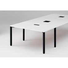 アクトリンク エンドテーブル角型 配線キャップ付 アジャスター脚 W700×D1400×H720　JP-1407WHA-TL　［TL：天板 W9/ホワイトW×脚 T1/サテンブラックT］