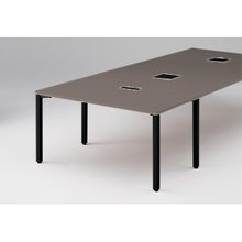 アクトリンク エンドテーブル角型 配線キャップ付 アジャスター脚 W700×D1400×H720　JP-1407WHA-TR　［TR：天板 81/アッシュドオークD×脚 T1/サテンブラックT］