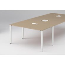 アクトリンク エンドテーブル角型 配線キャップ付 アジャスター脚 W700×D1400×H720　JP-1407WHA-WM　［WM：天板 71/アッシュドオークM×脚 W9/ホワイトW］