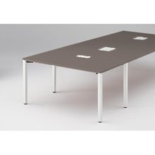 アクトリンク エンドテーブル角型 配線キャップ付 アジャスター脚 W700×D1400×H720　JP-1407WHA-WR　［WR：天板 81/アッシュドオークD×脚 W9/ホワイトW］