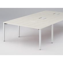 アクトリンク エンドテーブル角型 配線キャップ付 アジャスター脚 W800×D1600×H720　JP-1608WHA-WH　［WH：天板 61/アッシュドパインL×脚 W9/ホワイトW］