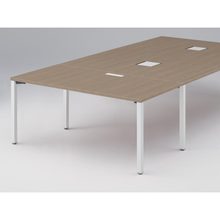 アクトリンク エンドテーブル角型 配線キャップ付 アジャスター脚 W800×D1600×H720　JP-1608WHA-WM　［WM：天板 71/アッシュドオークM×脚 W9/ホワイトW］