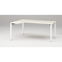 アクトリンク パーソナルテーブル 90°オペレーション（7/4） 左凸 アジャスター脚 W1200(700)×D1200(430)×H720　JP-6274KLWA-WH　［WH：天板 61/アッシュドパインL×脚 W9/ホワイトW］