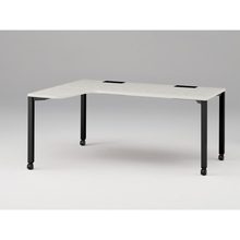 アクトリンク パーソナルテーブル 90°オペレーション（7/4） 左凸 キャスター脚 W1200(700)×D1200(430)×H720　JP-6274KLWC-TH　［TH：天板 61/アッシュドパインL×脚 T1/サテンブラックT］