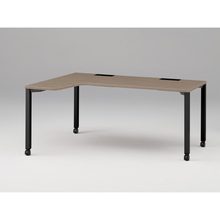 アクトリンク パーソナルテーブル 90°オペレーション（7/4） 左凸 キャスター脚 W1200(700)×D1200(430)×H720　JP-6274KLWC-TM　［TM：天板 71/アッシュドオークＭ×脚 T1/サテンブラックT］