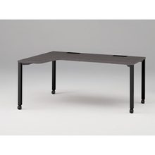 アクトリンク パーソナルテーブル 90°オペレーション（7/4） 左凸 キャスター脚 W1200(700)×D1200(430)×H720　JP-6274KLWC-TR　［TR：天板 81/アッシュドオークD×脚 T1/サテンブラックT］