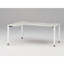 アクトリンク パーソナルテーブル 90°オペレーション（7/4） 左凸 キャスター脚 W1200(700)×D1200(430)×H720　JP-6274KLWC-WH　［WH：天板 61/アッシュドパインL×脚 W9/ホワイトW］