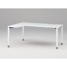 アクトリンク パーソナルテーブル 90°オペレーション（7/4） 左凸 キャスター脚 W1200(700)×D1200(430)×H720　JP-6274KLWC-WL　［WL：天板 W9/ホワイトW×脚 W9/ホワイトW］
