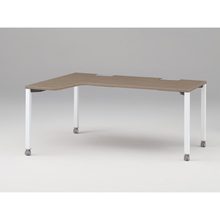 アクトリンク パーソナルテーブル 90°オペレーション（7/4） 左凸 キャスター脚 W1200(700)×D1200(430)×H720　JP-6274KLWC-WM　［WM：天板 71/アッシュドオークM×脚 W9/ホワイトW］