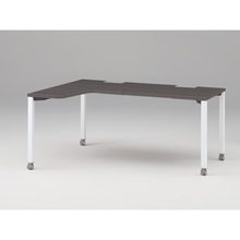 アクトリンク パーソナルテーブル 90°オペレーション（7/4） 左凸 キャスター脚 W1200(700)×D1200(430)×H720　JP-6274KLWC-WR　［WR：天板 81/アッシュドオークD×脚 W9/ホワイトW］