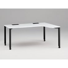 アクトリンク パーソナルテーブル 90°オペレーション（7/4） 右凸 キャスター脚 W1200(700)×D1200(430)×H720　JP-6274KRWC-TL　［TL：天板 W9/ホワイトW×脚 T1/サテンブラックT］