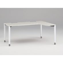 アクトリンク パーソナルテーブル 90°オペレーション（7/4） 右凸 キャスター脚 W1200(700)×D1200(430)×H720　JP-6274KRWC-WH　［WH：天板 61/アッシュドパインL×脚 W9/ホワイトW］