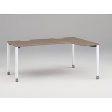 アクトリンク パーソナルテーブル 90°オペレーション（7/4） 右凸 キャスター脚 W1200(700)×D1200(430)×H720　JP-6274KRWC-WM　［WM：天板 71/アッシュドオークM×脚 W9/ホワイトW］