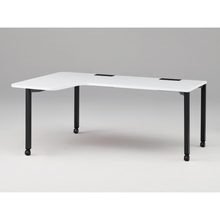 アクトリンク パーソナルテーブル 90°オペレーション レセプションタイプ 左凸 キャスター脚 W1800(700)×D1200(630)×H720　JP-8276KLWC-TL　［TL：天板 W9/ホワイトW×脚 T1/サテンブラックT］