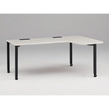 アクトリンク パーソナルテーブル 90°オペレーション レセプションタイプ 右凸 キャスター脚 W1800(700)×D1200(630)×H720　JP-8276KRWC-TH　［TH：天板 61/アッシュドパインL×脚 T1/サテンブラックT］