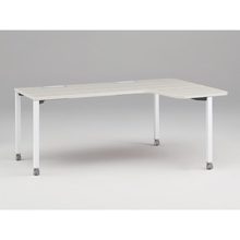 アクトリンク パーソナルテーブル 90°オペレーション レセプションタイプ 右凸 キャスター脚 W1800(700)×D1200(630)×H720　JP-8276KRWC-WH　［WH：天板 61/アッシュドパインL×脚 W9/ホワイトW］