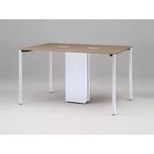 アクトリンク ハイテーブル角型 配線キャップ付両面タイプ アジャスター脚 W1800×D1200×H1050　JPH-1812HWA-WM　［WM：天板 71/アッシュドオークM×脚 W9/ホワイトW］