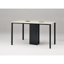 アクトリンク ハイテーブル台形型 配線キャップ付 アジャスター脚 W1800×D1200×H720　JPH-1812TWA-TH　［TH：天板 61/アッシュドパインL×脚 T1/サテンブラックT］