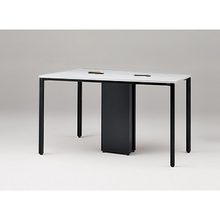 アクトリンク ハイテーブル台形型 配線キャップ付 アジャスター脚 W1800×D1200×H720　JPH-1812TWA-TL　［TL：天板 W9/ホワイトW×脚 T1/サテンブラックT］